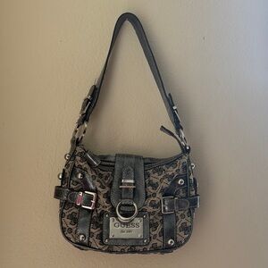 GUESS Black and Gray Shoulder Bag